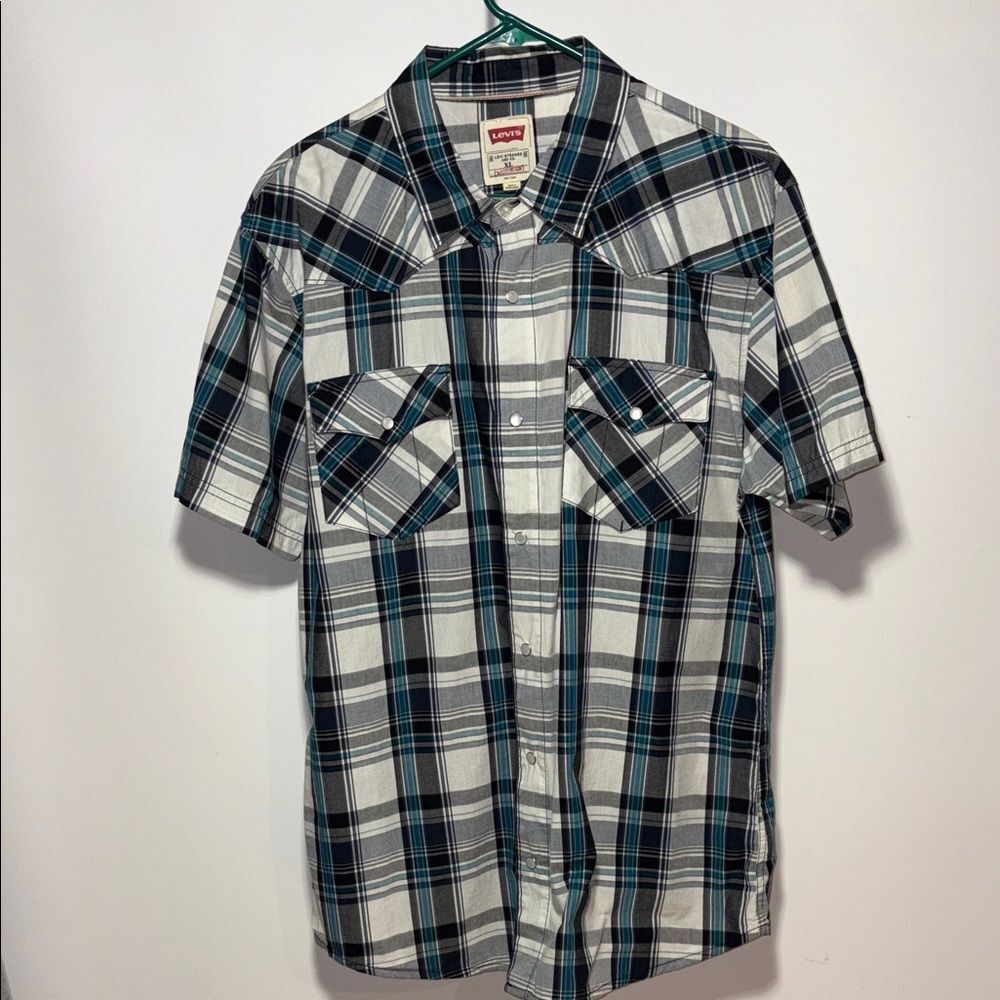 Levi's Men's Black and Blue Checkered Shirt